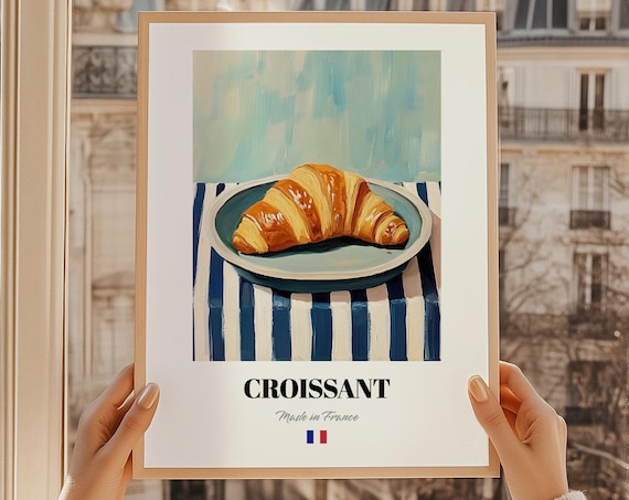 Croissant French Pastry Painting, Kitchen Wall Art