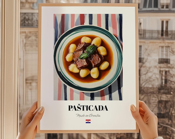 Pašticada Croatian Slow Cooked Beef Stew Food Illustration Print