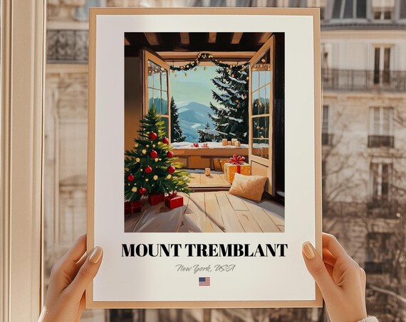 Mount Tremblant New York Usa Ski Resort Wall Decor Print Poster Christmas Gift