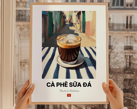 C Ph Sa Vietnamese Coffee Poster Vietnam Bar Dcor Wall Art Friend Gift Kitchen Print