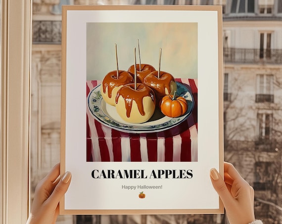 Caramel Apples Halloween Wall Art Food Happy Gift Oil Painting Print
