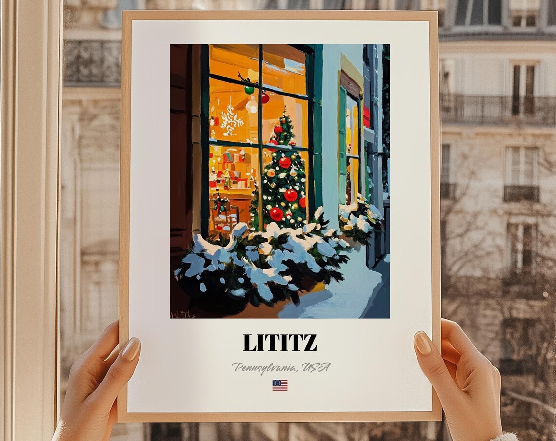 Lititz Pennsylvania Usa Christmas Town Wall Dcor Print Poster Gift