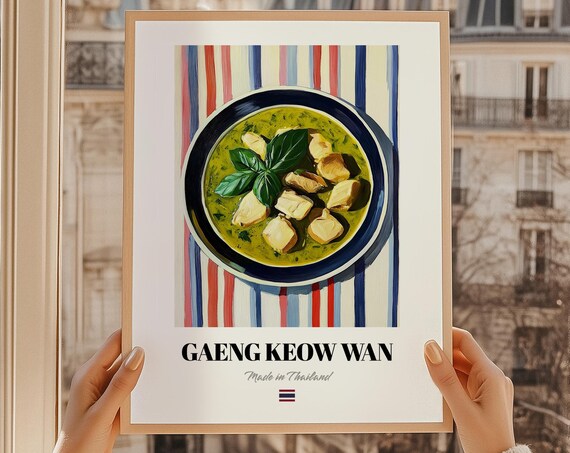 Green Curry Gaeng Keow Wan Wall Art Print Poster Thai Cuisine Friend Gift Thailand Cafe Decor