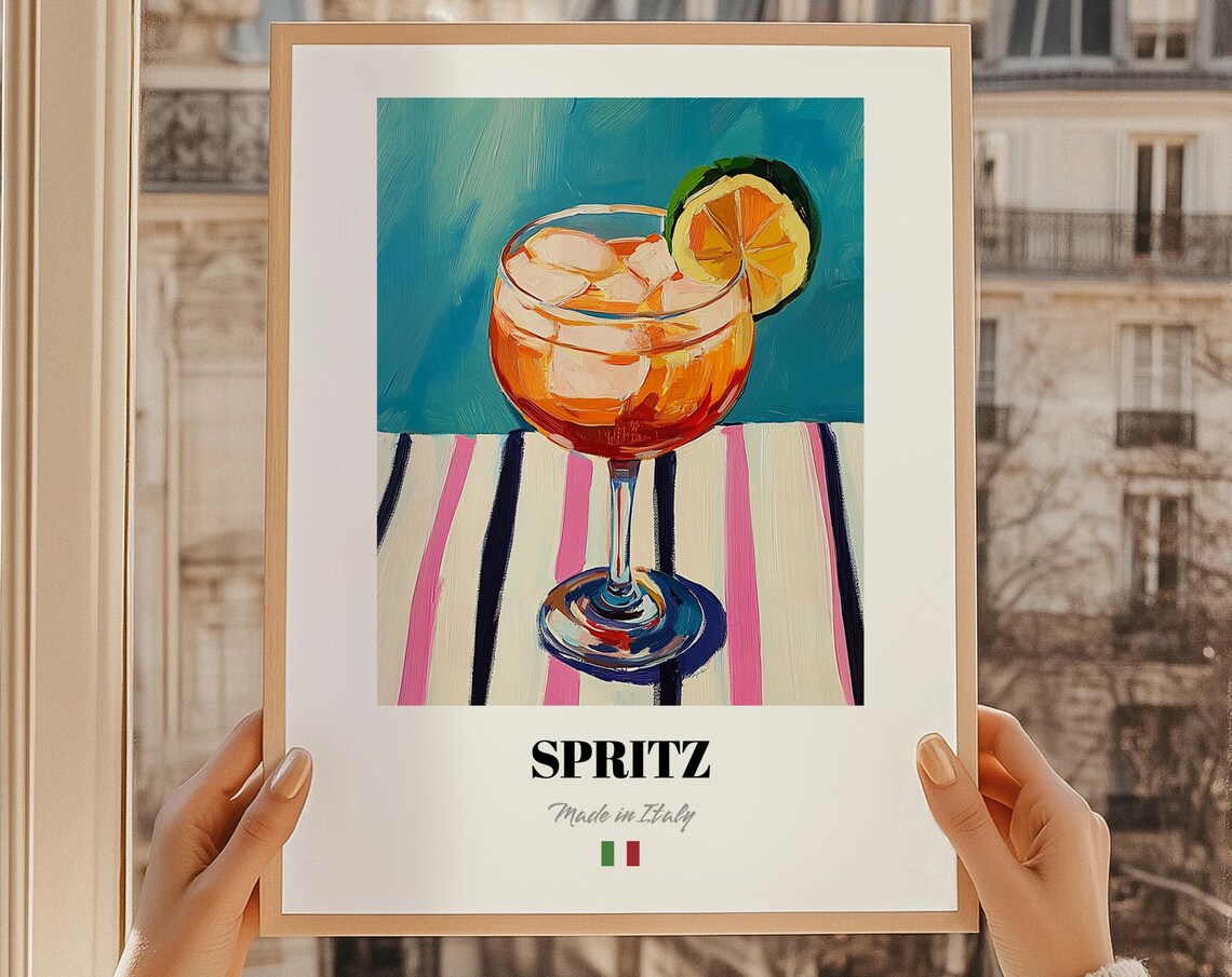 Spritz Italian Cocktail Poster, Bar Decor Art Print