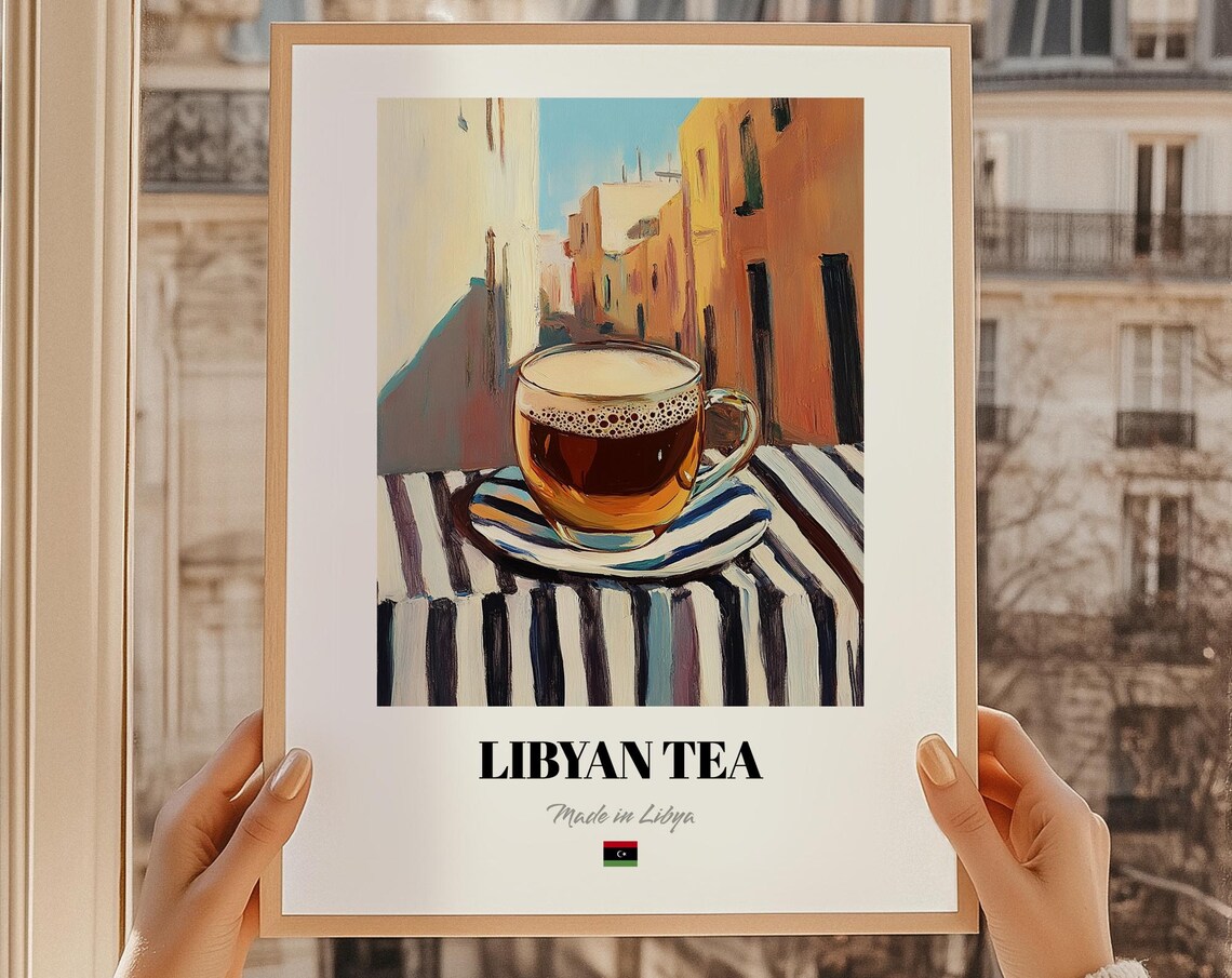 Libyan Tea Cocktail Poster Bar Dcor Wall Art Libya Friend Gift Kitchen