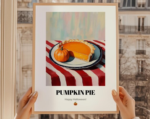 Pumpkin Pie Halloween Fall Dessert Sweet Holiday Food Art Poster