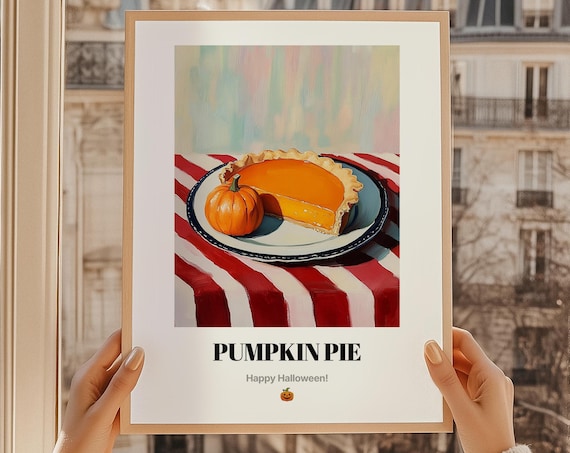 Pumpkin Pie Halloween Wall Art Food Happy Gift Oil Painting Print