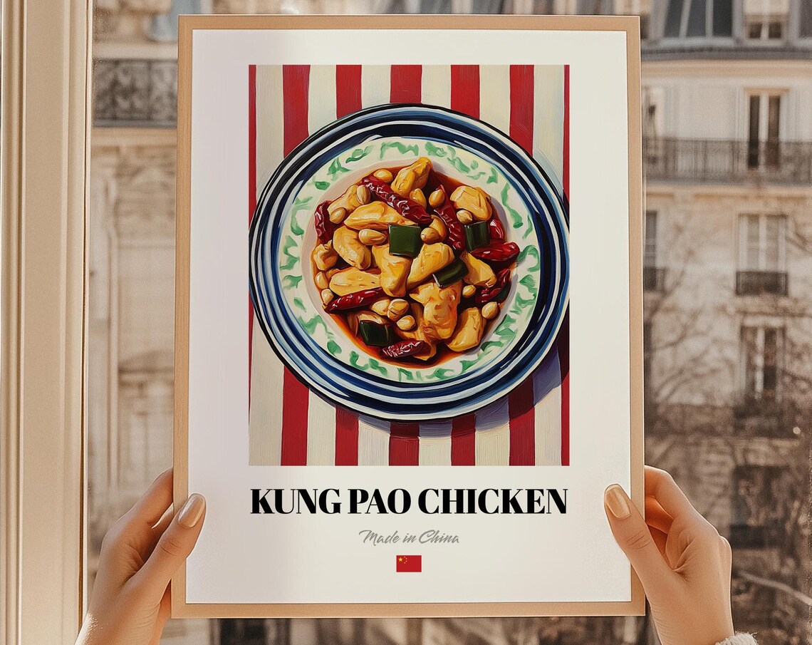 Kung Pao Chicken Retro Wall Art Chinese Kitchen Food Cuisine Poster