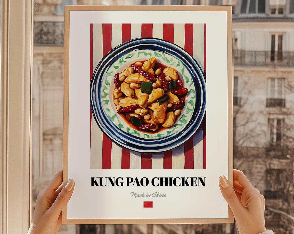 Kung Pao Chicken Spicy Chinese Kitchen Cuisine Painting Poster