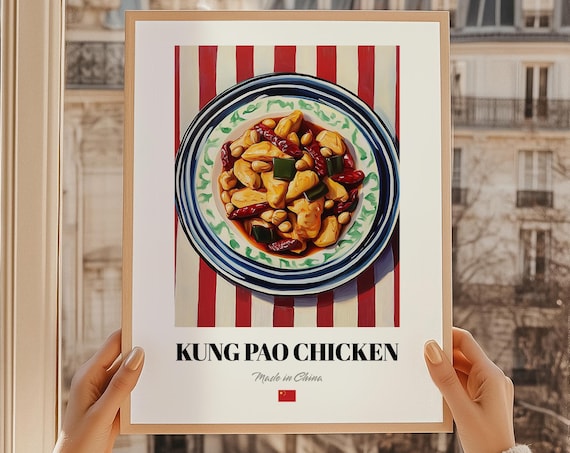 Kung Pao Chicken Retro Wall Art Chinese Kitchen Food Cuisine Poster
