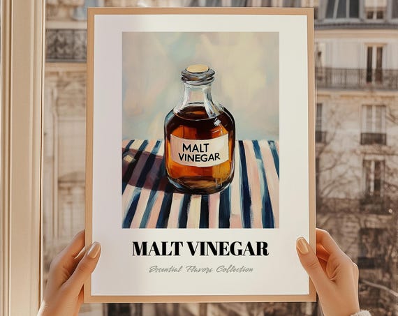 Malt Vinegar Grocery Wall Art Pantry Decor Print Chef Gift Restaurant Kitchen