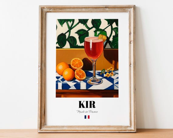 Kir Made in France Orange Citrus Cocktail Sunny Bar Decor Poster