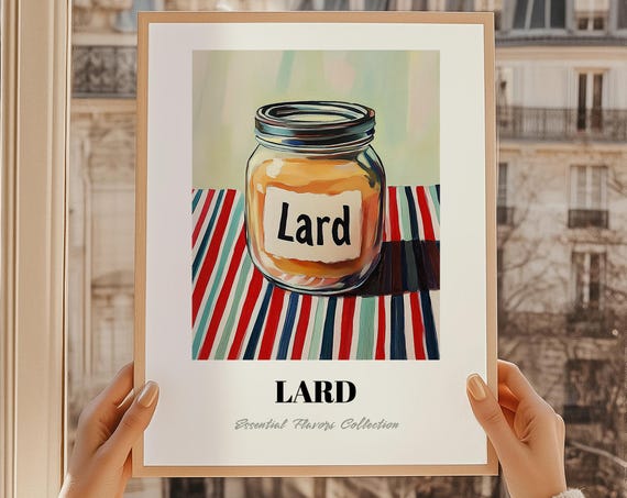 Lard Grocery Painting Pantry Sign Print Chef Gift Restaurant Wall Decor Kitchen Art