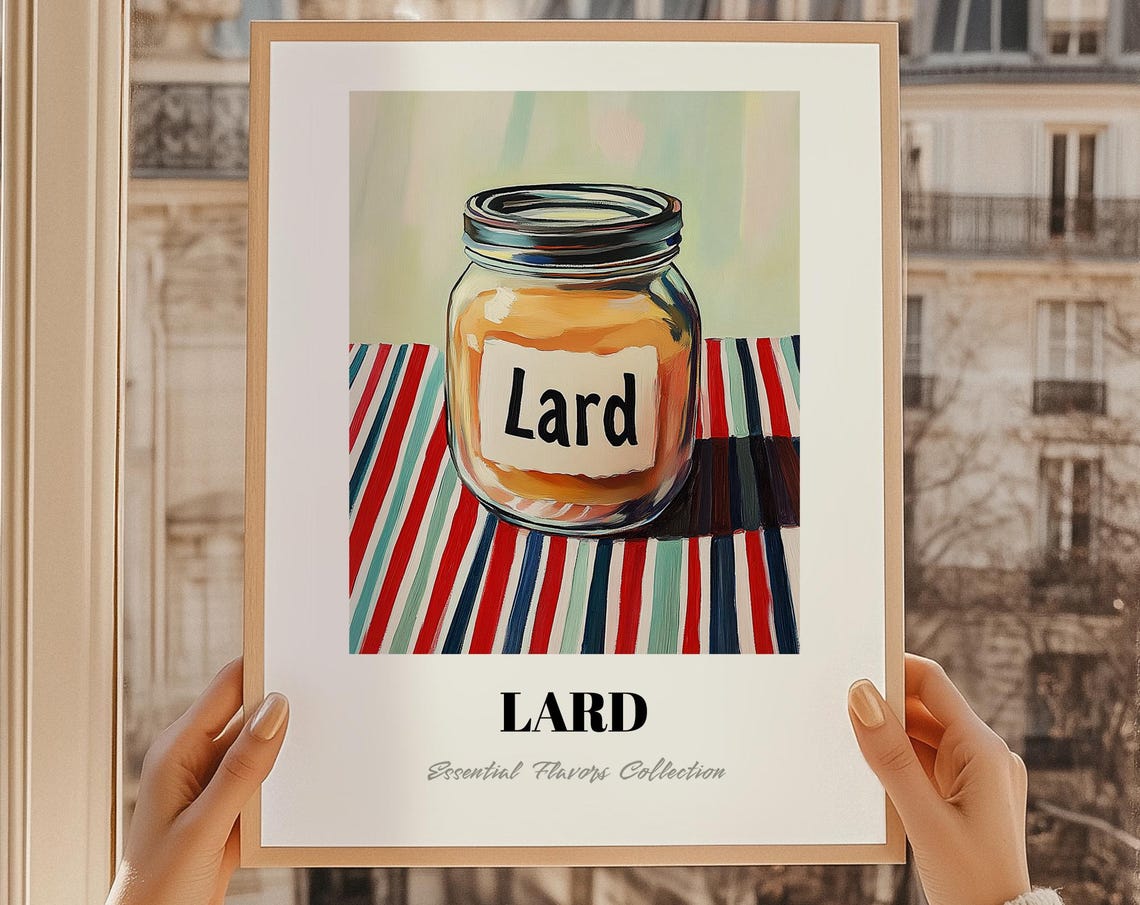 Lard Grocery Painting Pantry Sign Print Chef Gift Restaurant Wall Decor Kitchen Art