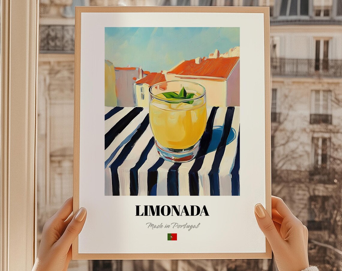 Limonada Portuguese Lemonade Mint Glass Made in Portugal Kitchen Poster