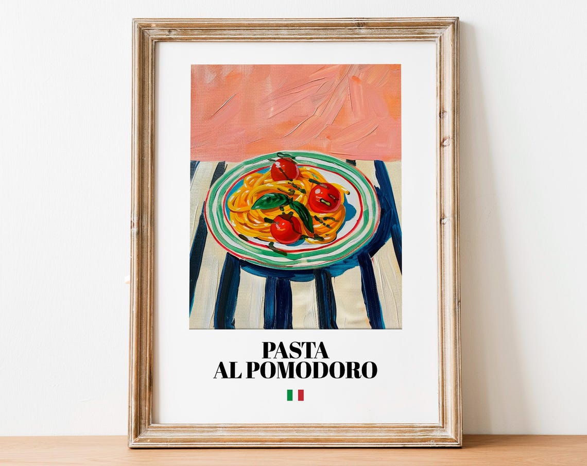 Pasta al Pomodoro Italian Tomato Pasta Art Kitchen Decor Poster