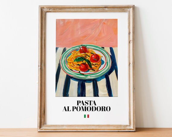 Pasta al Pomodoro Italian Tomato Pasta Art Kitchen Decor Poster