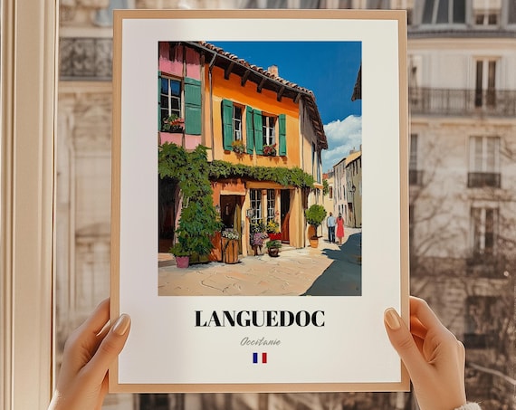 Languedoc France Vine-Covered Stone House Sunny Lane Painting Poster