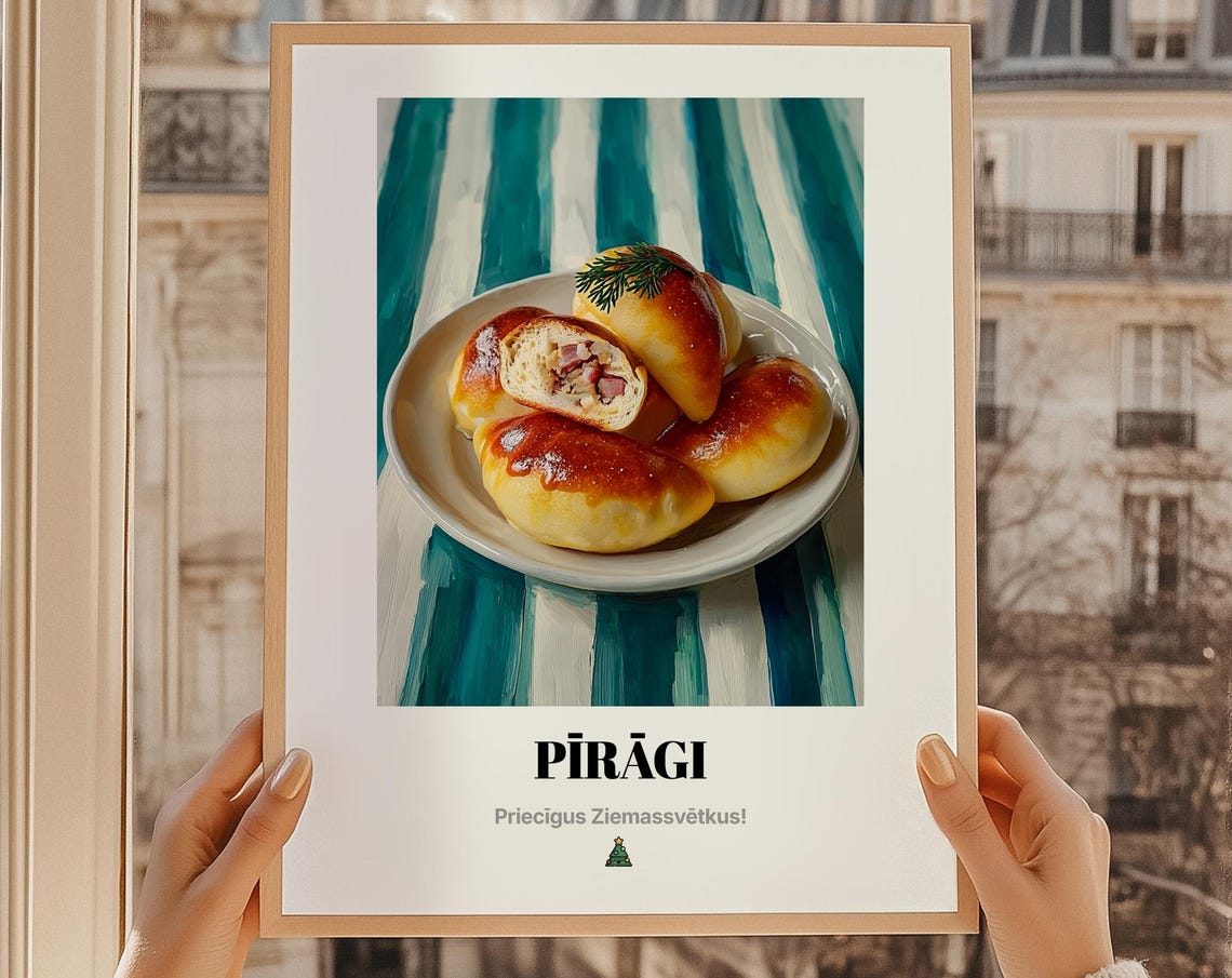 Piragi Latvian Bacon Buns Christmas Savory Pastry Oil Painting Poster