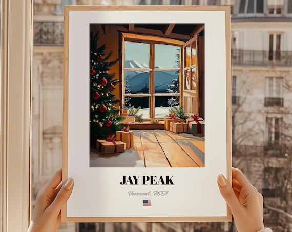 Jay Peak Vermont Corner Window Christmas Tree Mountain View Poster