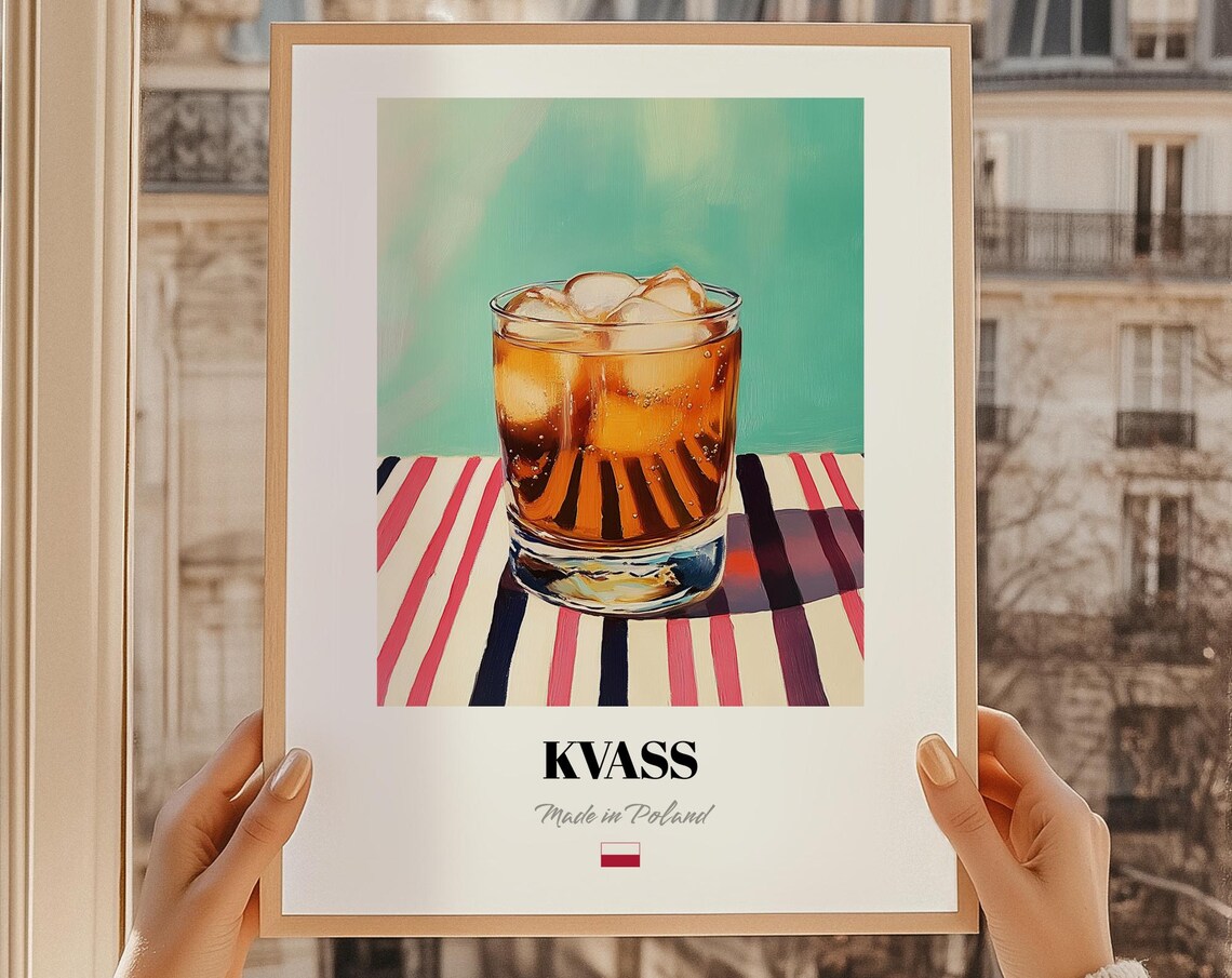 Kvass Polish Beverage Poster Bar Dcor Wall Art Poland Friend Gift Dining Room Print