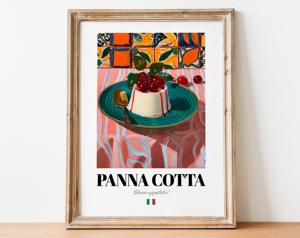 Panna Cotta Art Print Italian Dessert Decor For Sweet Treat Lovers