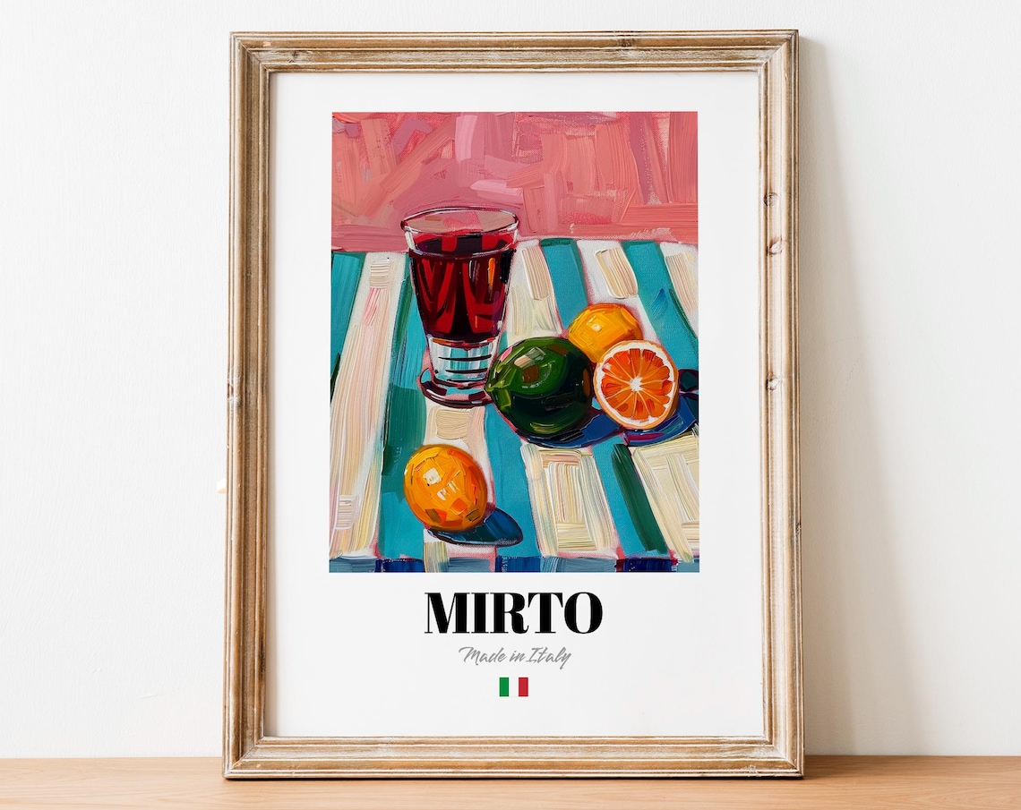 Italian Mirto Poster Print, Myrtle Liqueur Artwork