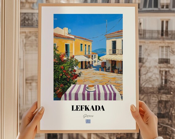 Lefkada Greece Wall Art Reproduction Oil Painting Poster Friend Gift Entryway