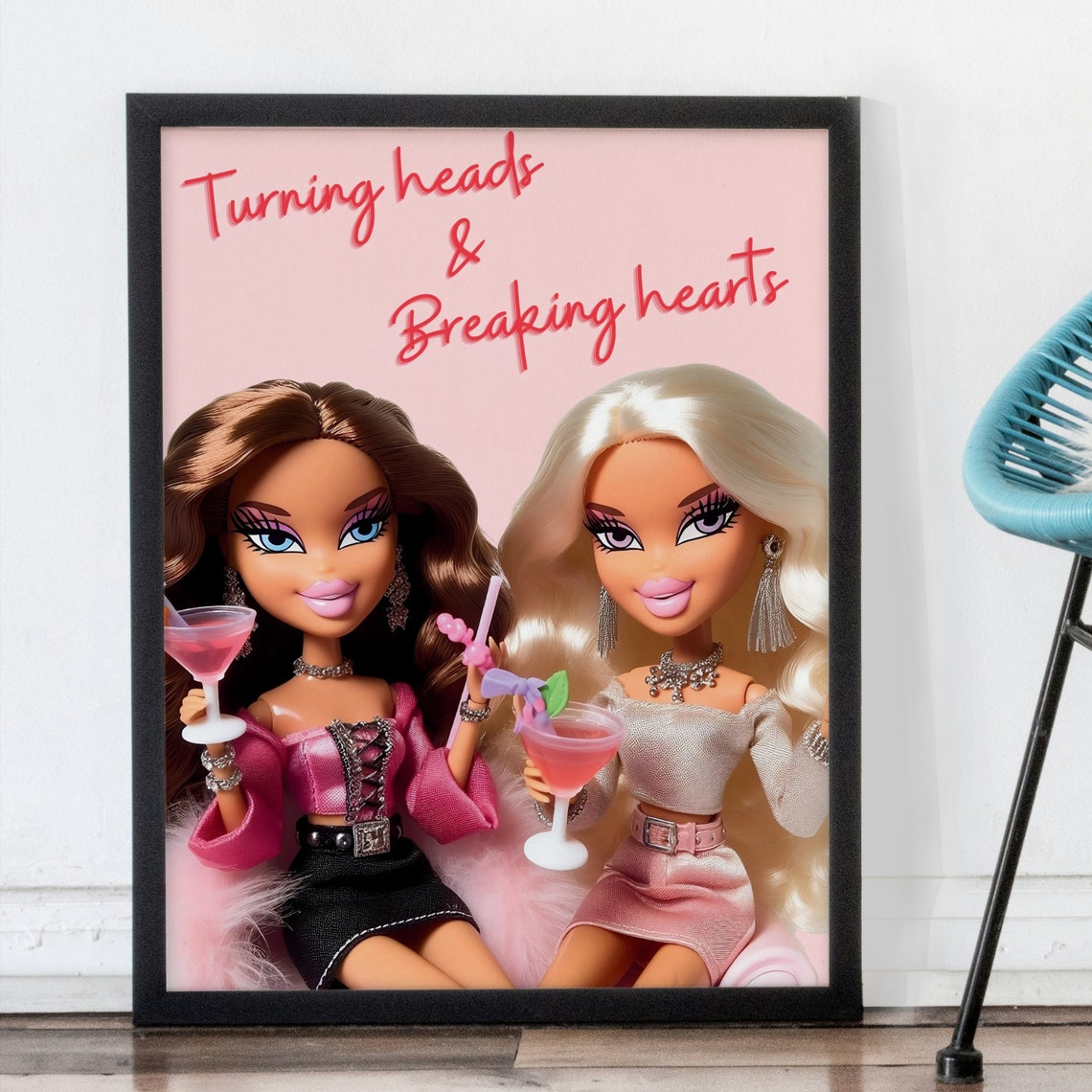 Turning Heads Breaking Hearts Bratz Dolls Cocktail Night Poster