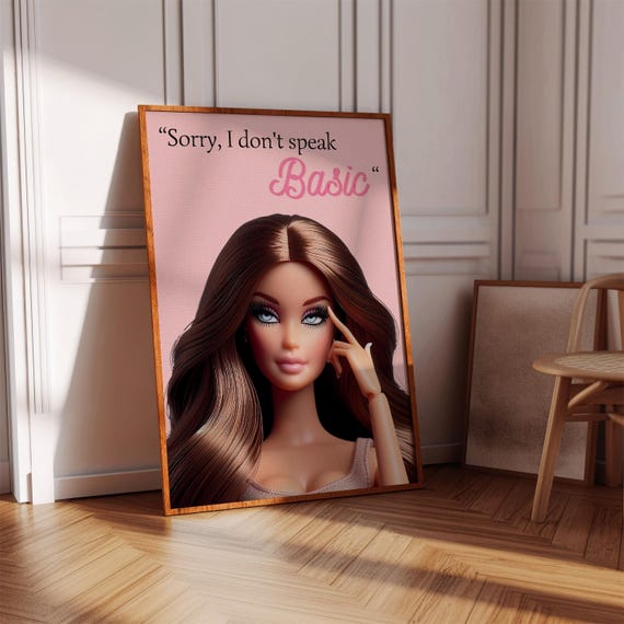 Brunette Diva Poster Pink Girly Wall Art Digital Download