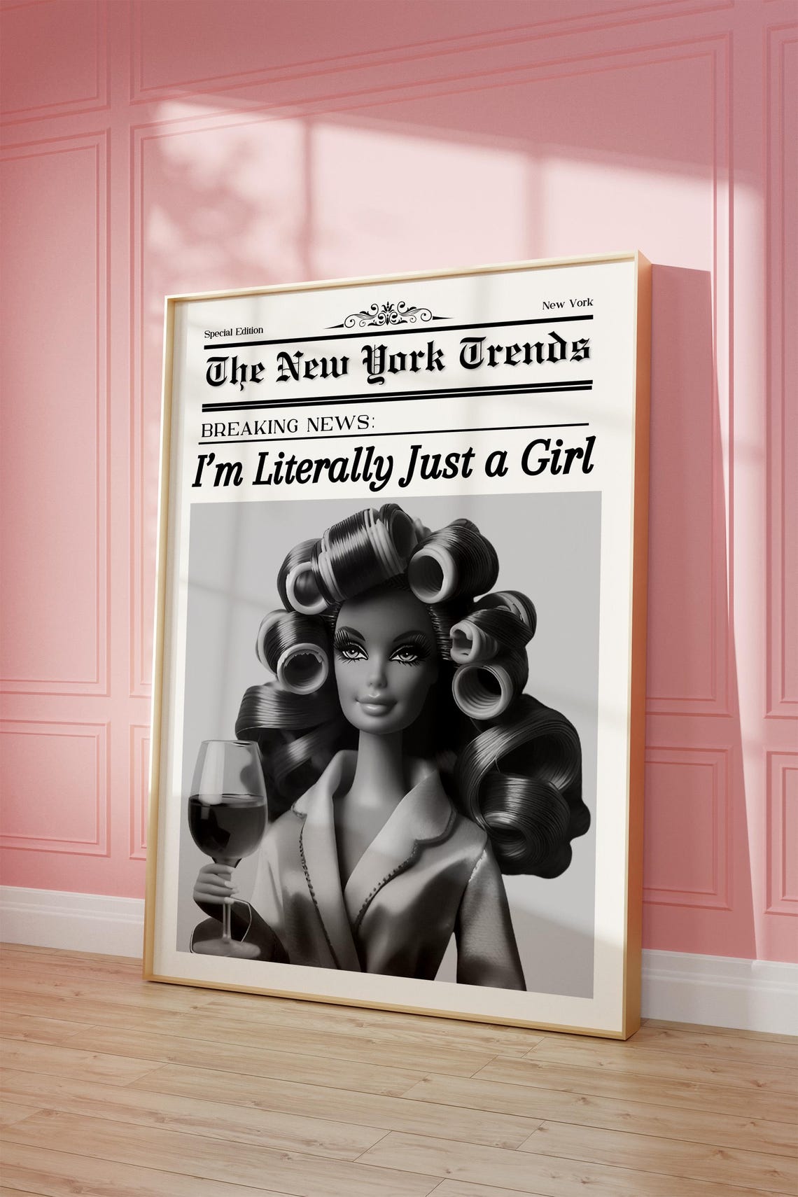 The New York Trends Breaking News Just a Girl Retro Doll Poster