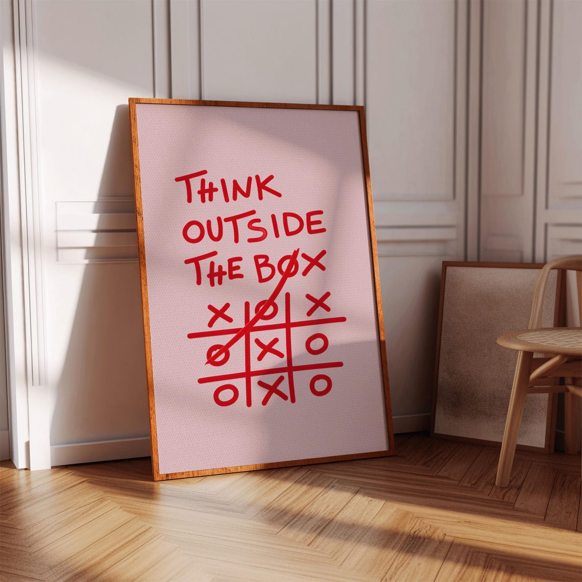 Think Outside The Box Tic Tac Toe Red Funny Quote Sunlit Poster