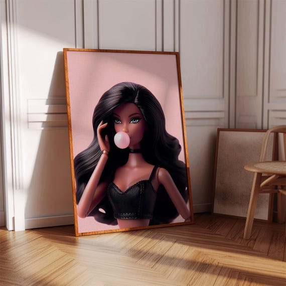 Bubblegum Diva Retro Black Girl Art Print