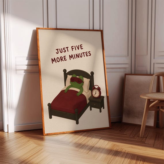 Frog In Bed Funny Bedroom Wall Art Sleep Quote Print Instant Download