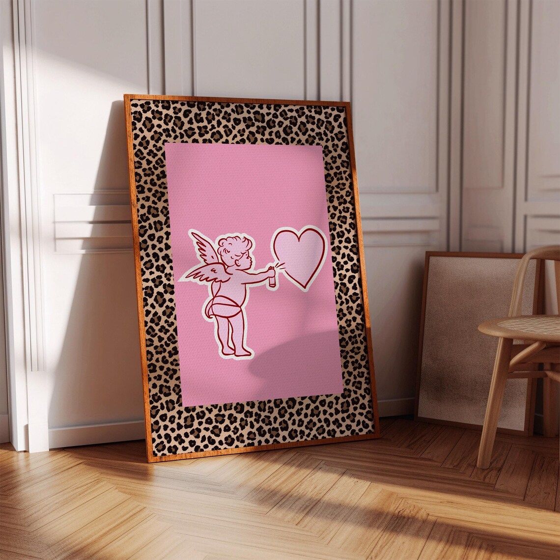 Leopard Print Cherub Poster, Dorm Decor