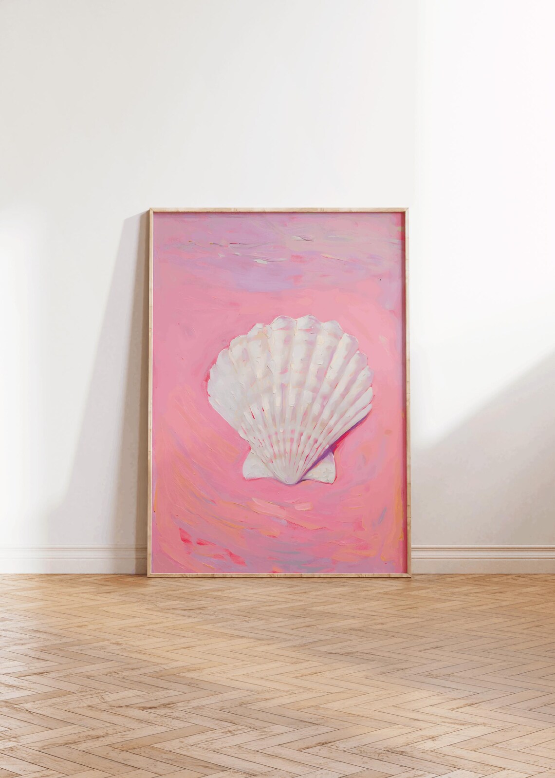 Sea Shell Boho Nursery Art Print, Pink Clam Shell