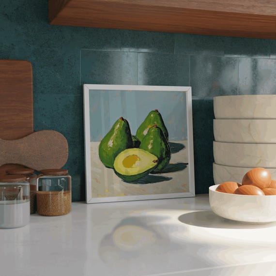 Avocado Wall Art Kitchen Decor Avocado Print Food Illustration Modern Art Print Minimalist Wall Art Avocado Lover Gift