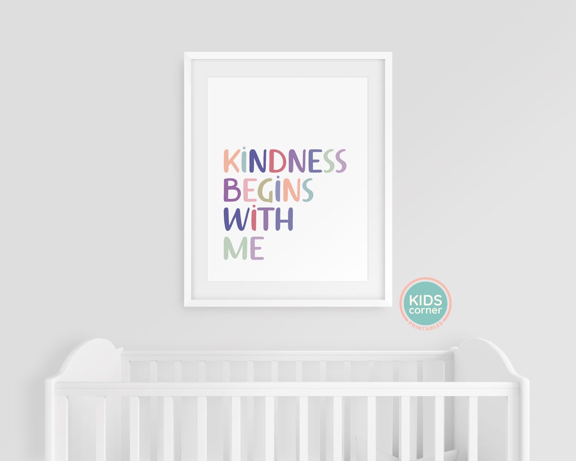 Kindness Begins With Me Colorful Pastel Typography Kids Poster - Image 3