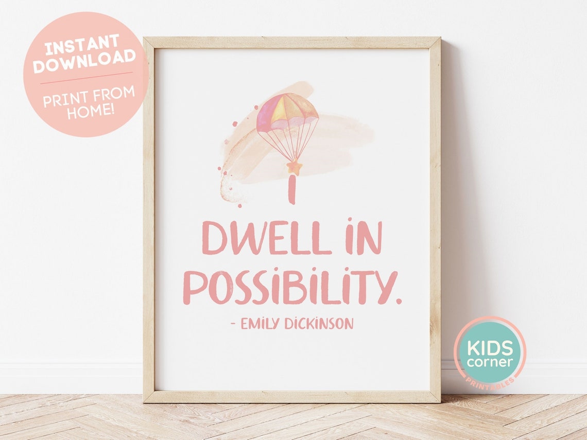 Emily Dickinson I Dwell in Possibility Hot Air Balloon Quote Poster