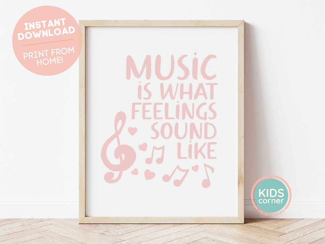 Music Is What Feelings Sound Like Pink Music Notes Quote Poster