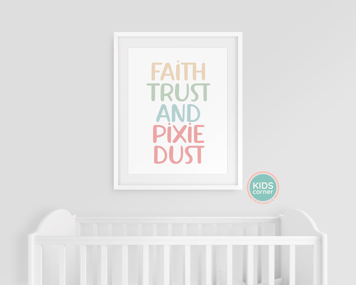 Faith Trust And Pixie Dust Nursery Art Print - Image 3