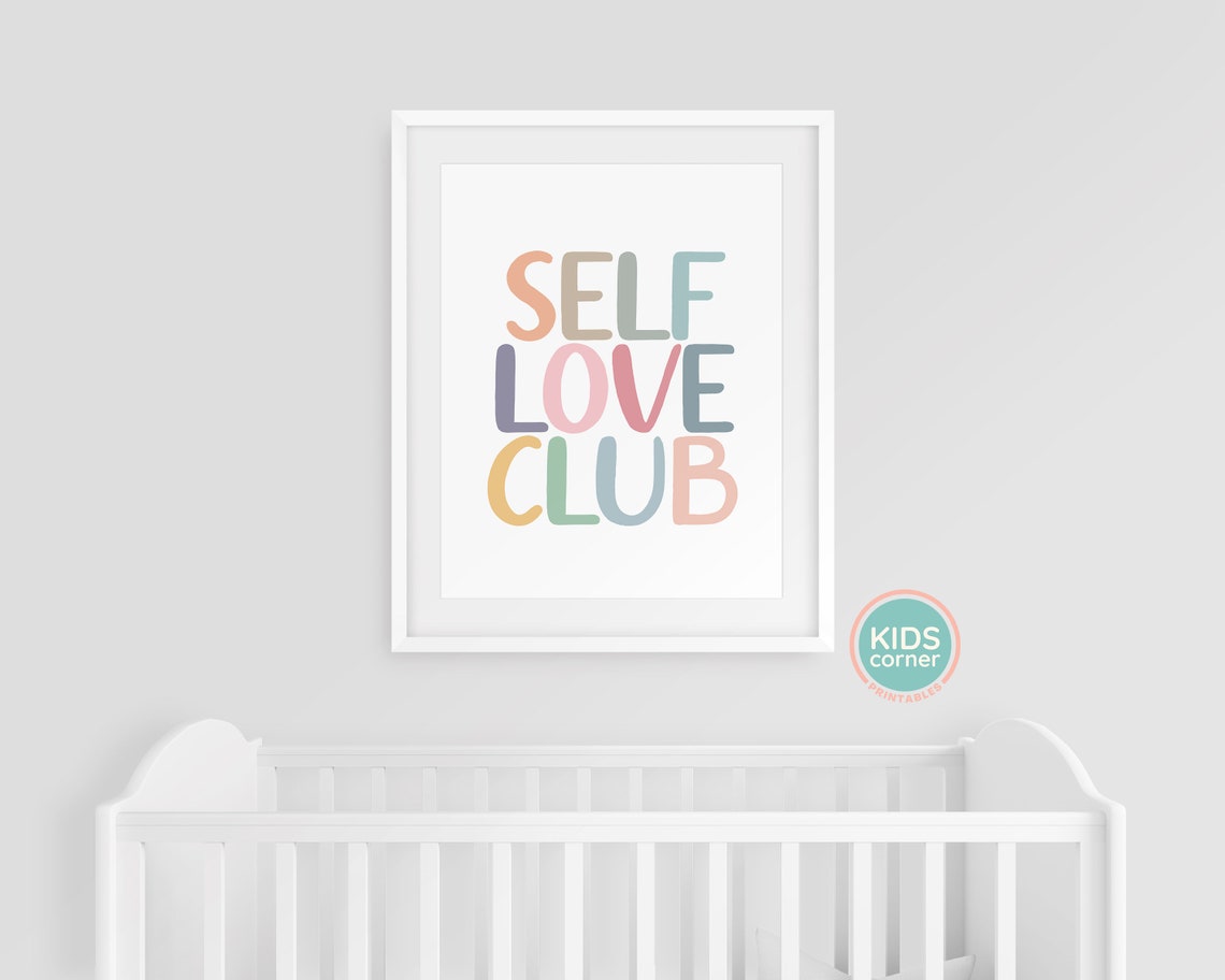 Self Love Club Colorful Pastel Self Care Inspirational Wall Poster - Image 3