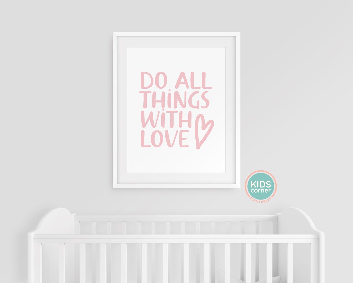 Do All Things with Love Pink Heart Hand Lettered Quote Poster - Image 3