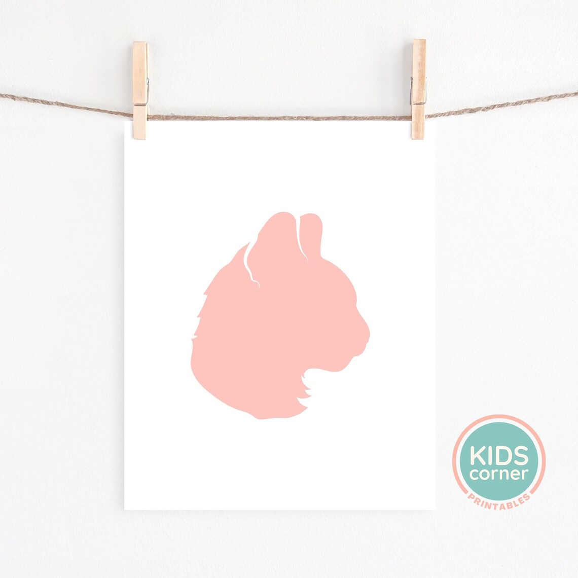 Pink Cat Silhouette Poster Minimalist Pet Art Kids Room Design - Image 2