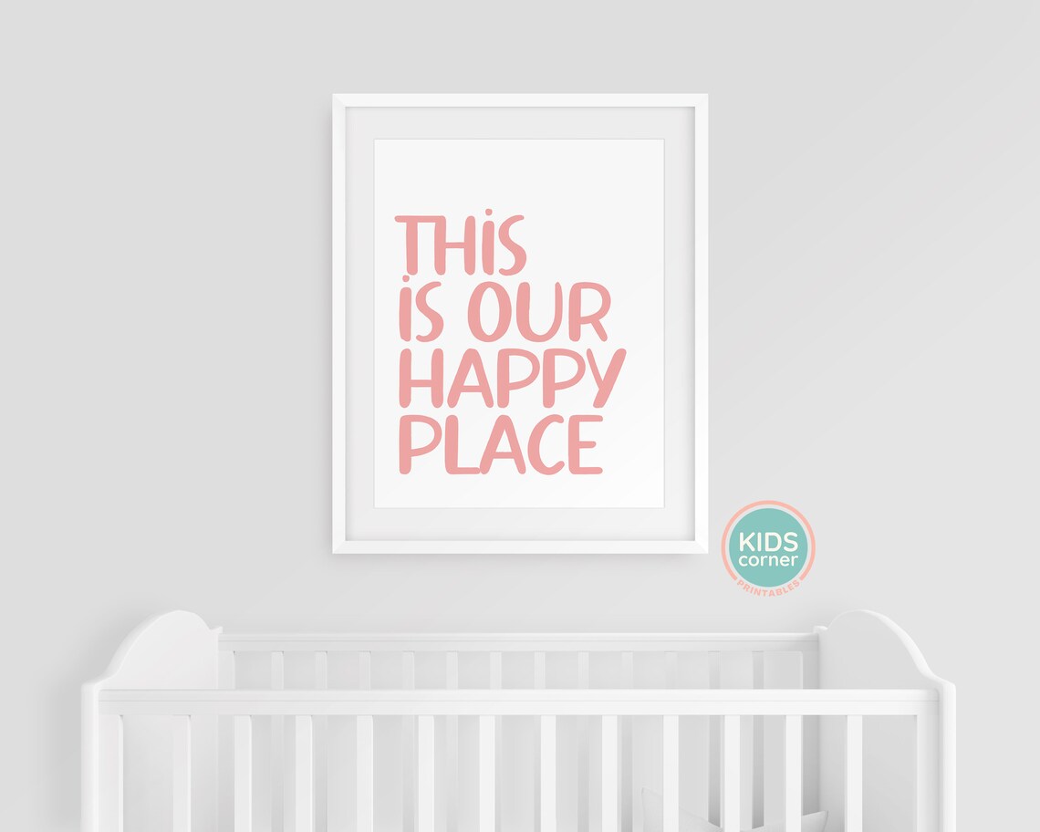 This Is Our Happy Place Pink Hand Lettered Family Home Quote Poster - Image 3