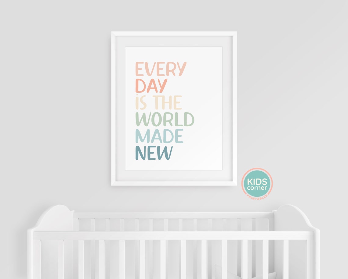 Every Day Is the World Made New Pastel Hand Lettered Quote Poster - Image 3