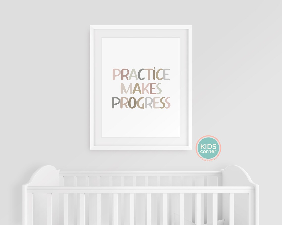 Practice Makes Progress Quote Art, Classroom Encouragement - Image 3