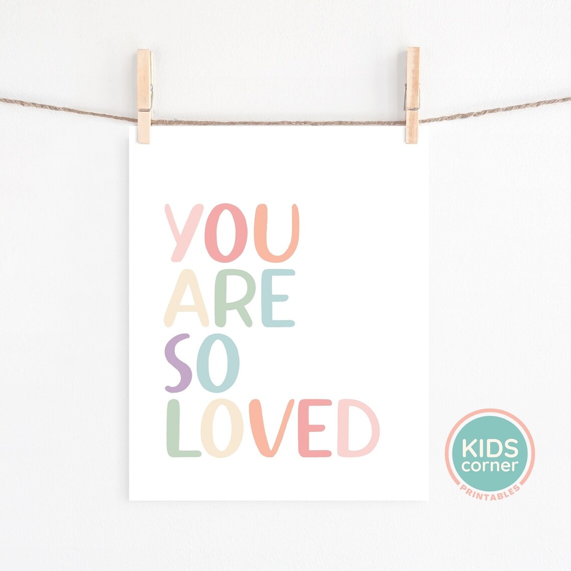 You Are So Loved Rainbow Nursery Art Print - Image 2
