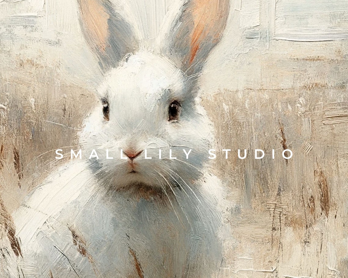 Rustic Rabbit Print Farmhouse Rabbit Wall Art Cute Bunny In Country Field Print Kids Room Wall Art Easter Art P061 - Image 4