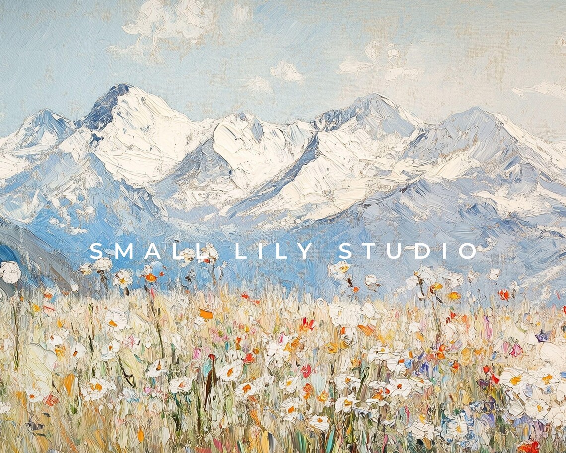 Winter Wildflowers Swiss Alps Vintage Style Art Print - Image 4